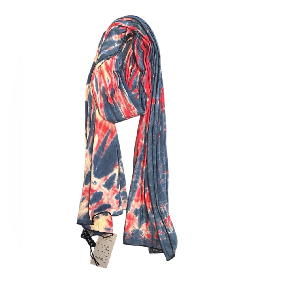 Sacred Threads Red and Blue Tie-Dye Scarf NWOT